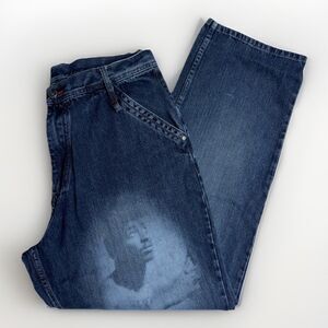Vintage 90s Y2K Makaveli Baggy Wide Leg Tupac Jeans Mens Size 36 x 34 Skater